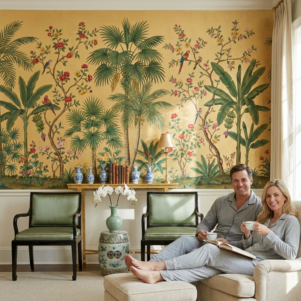 Tropical Wallpaper Floral Birds Removable Wall Decor