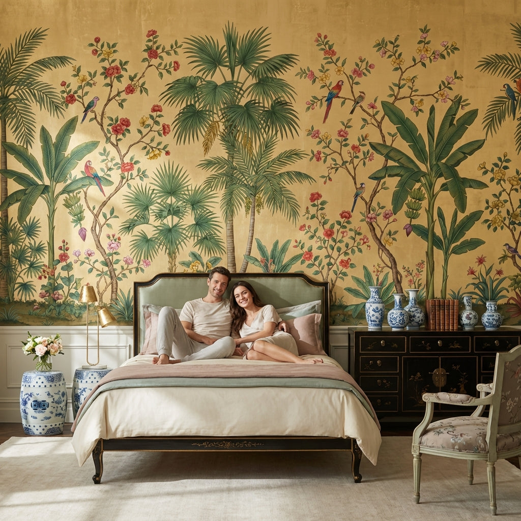 Tropical Wallpaper Floral Birds Removable Wall Decor