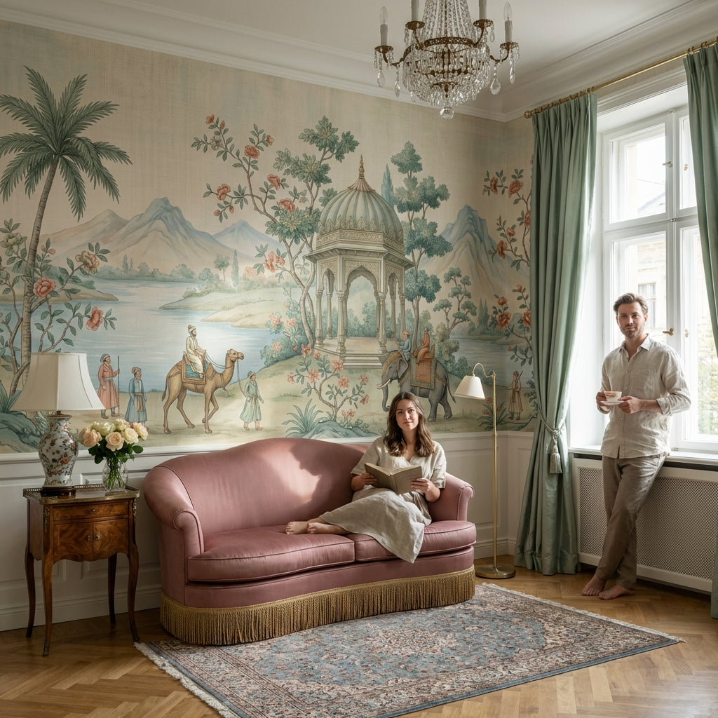 Landscape Wallpaper Pavilion Camel Wall Mural