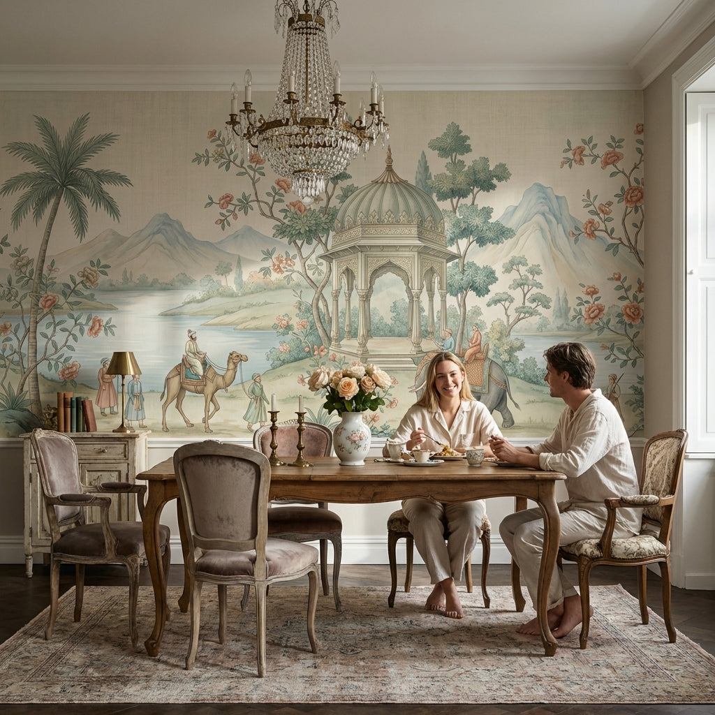 Landscape Wallpaper Pavilion Camel Wall Mural