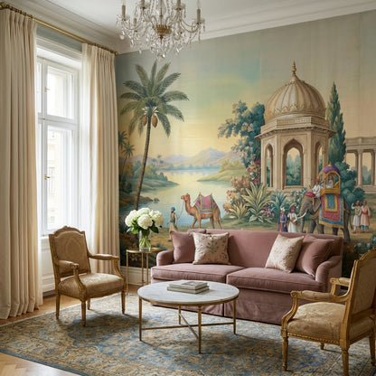 Chinoiserie Landscape Wallpaper Serene Architecture Wall Mural