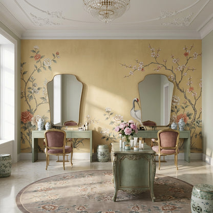 Cranes Wall Mural Oriental Vintage Wallpaper