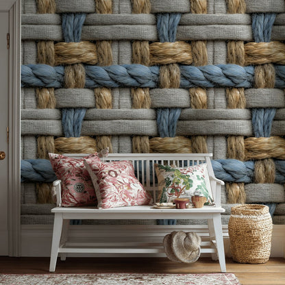 Woven Texture Wallpaper Rope Geometric Decorative Mural