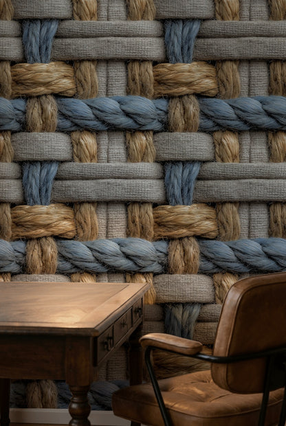 Woven Texture Wallpaper Rope Geometric Decorative Mural