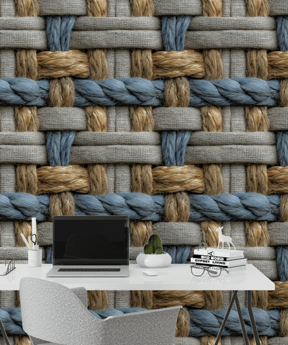 Woven Texture Wallpaper Rope Geometric Decorative Mural