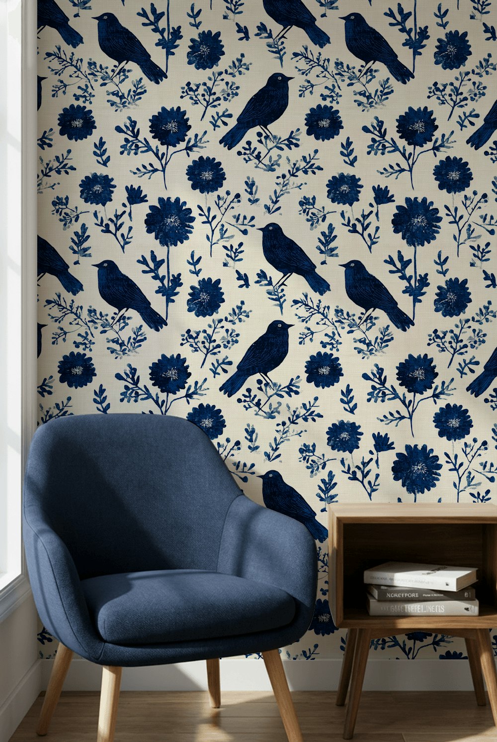 Vintage Birds Wallpaper Floral Removable Scandinavian Wall Mural