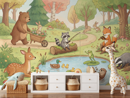 Woodland Wallpaper Animals Nature Wall Decor