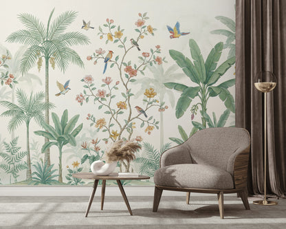 Tropical Birds Wallpaper Vintage Palm Wall Mural