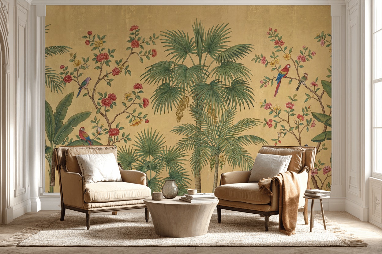 Tropical Wallpaper Floral Birds Removable Wall Decor