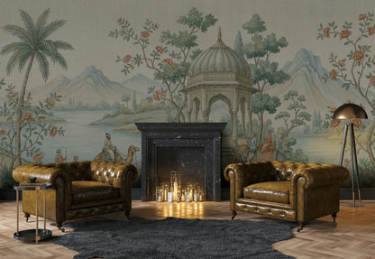 Landscape Wallpaper Pavilion Camel Wall Mural