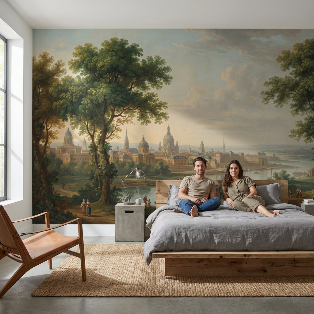 Cityscape Wallpaper Vintage River Wall Mural