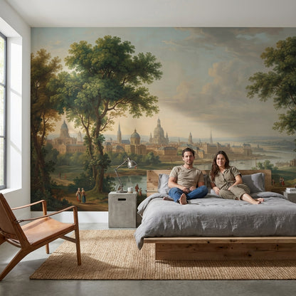 Cityscape Wallpaper Vintage River Wall Mural