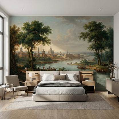 Cityscape Wallpaper Vintage River Wall Mural