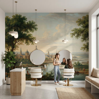 Cityscape Wallpaper Vintage River Wall Mural