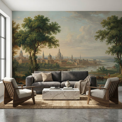 Cityscape Wallpaper Vintage River Wall Mural