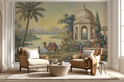 Chinoiserie Landscape Wallpaper Serene Architecture Wall Mural