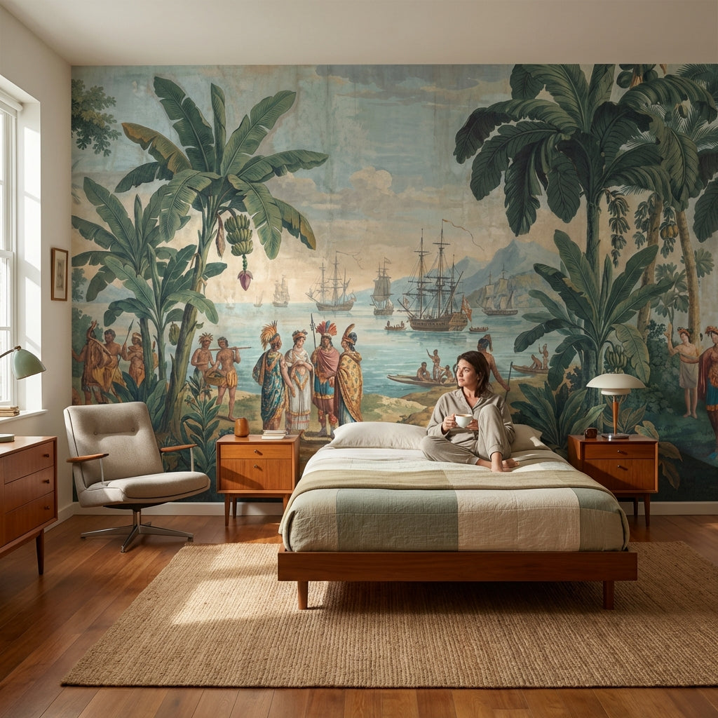 Cloudy Sky Wallpaper Vintage Mountain Wall Mural