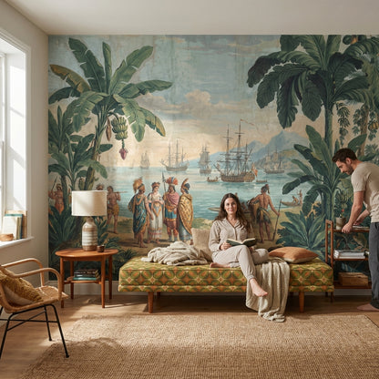 Cloudy Sky Wallpaper Vintage Mountain Wall Mural