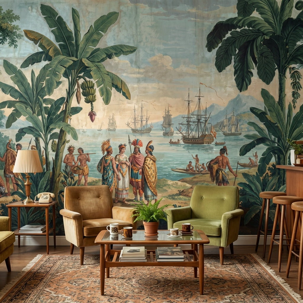 Cloudy Sky Wallpaper Vintage Mountain Wall Mural