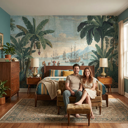 Cloudy Sky Wallpaper Vintage Mountain Wall Mural