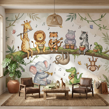 Animals Wallpaper Jungle Music Removable Wall Decor