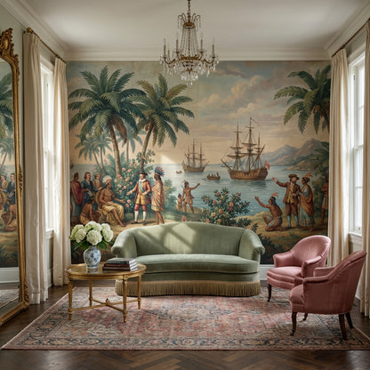 Historical Exploration Wallpaper Tropical Ships Wall Mural