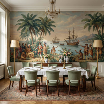 Historical Exploration Wallpaper Tropical Ships Wall Mural