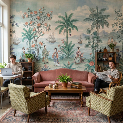 Cloudy Sky Wallpaper Elegant Chinoiserie Wall Mural