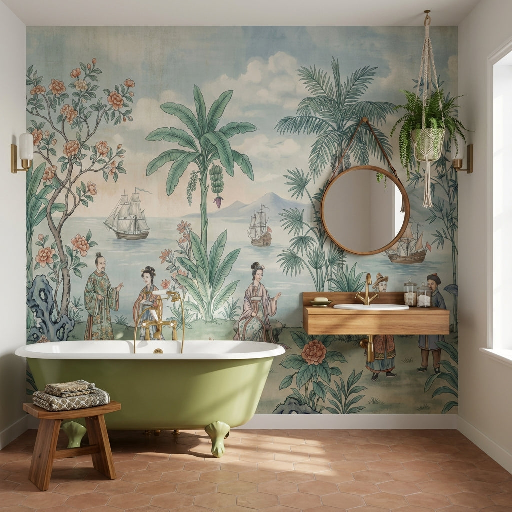 Cloudy Sky Wallpaper Elegant Chinoiserie Wall Mural