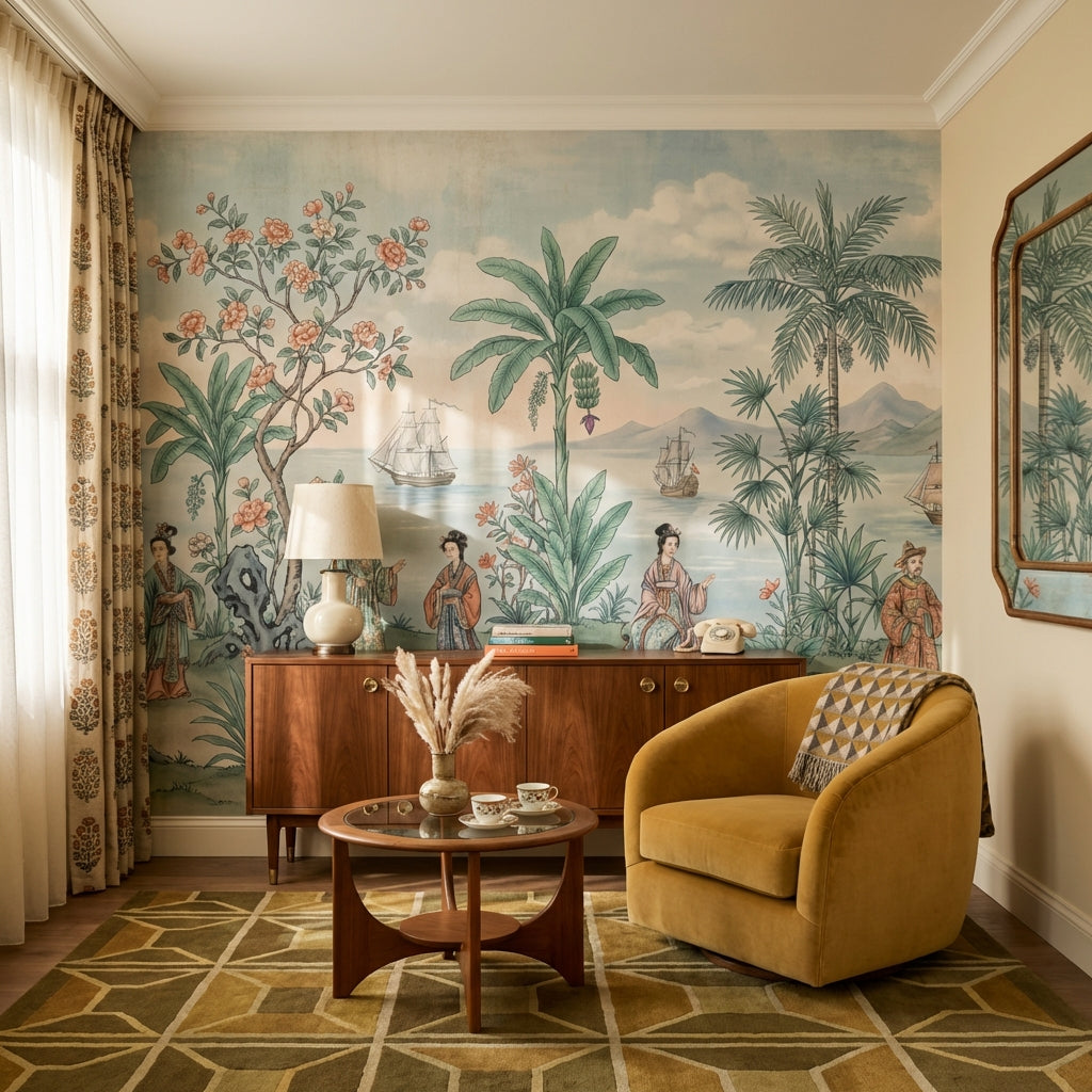 Cloudy Sky Wallpaper Elegant Chinoiserie Wall Mural