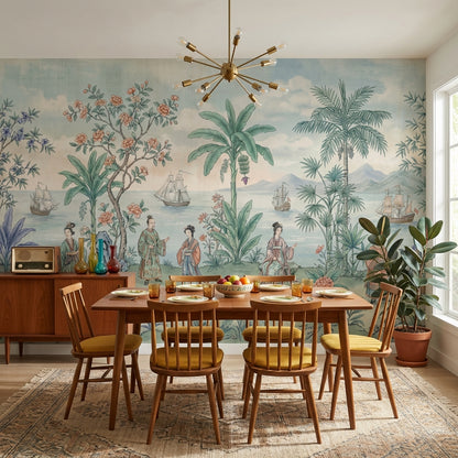 Cloudy Sky Wallpaper Elegant Chinoiserie Wall Mural