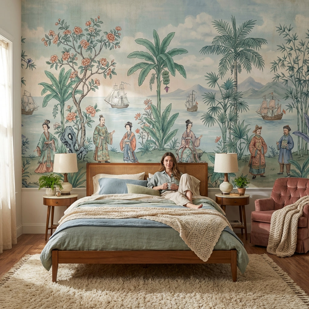 Cloudy Sky Wallpaper Elegant Chinoiserie Wall Mural