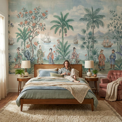 Cloudy Sky Wallpaper Elegant Chinoiserie Wall Mural