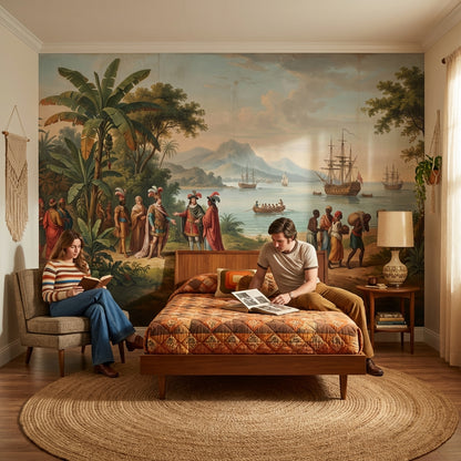 Historical Coastal Wallpaper Exploration Ships Wall Mural