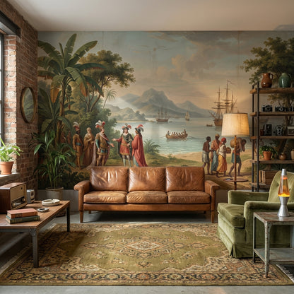 Historical Coastal Wallpaper Exploration Ships Wall Mural