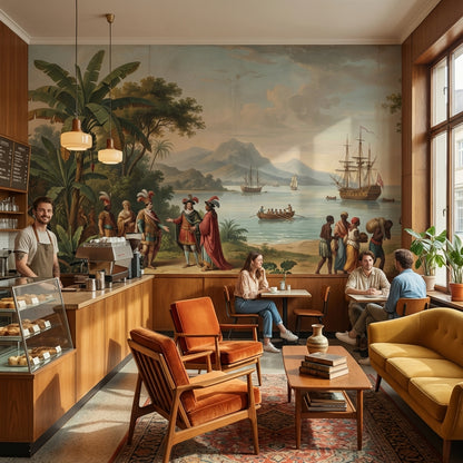 Historical Coastal Wallpaper Exploration Ships Wall Mural