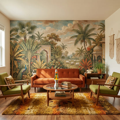 Tropical Landscape Wallpaper Exotic Peacocks Wall Mural