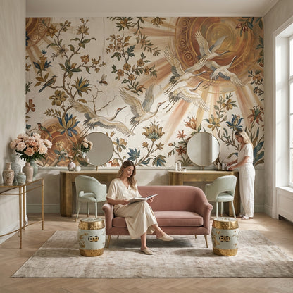 Vintage Birds Wallpaper Floral Nature Wall Mural