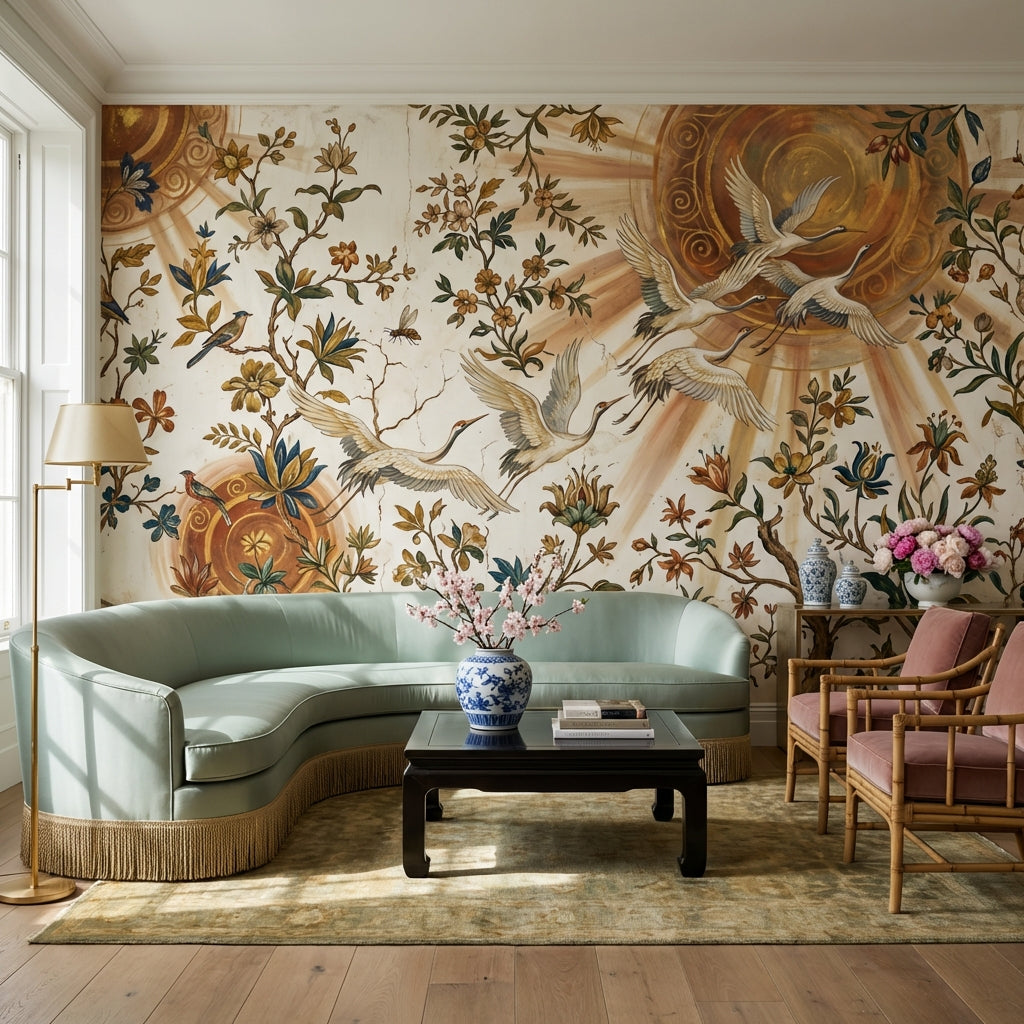 Vintage Birds Wallpaper Floral Nature Wall Mural