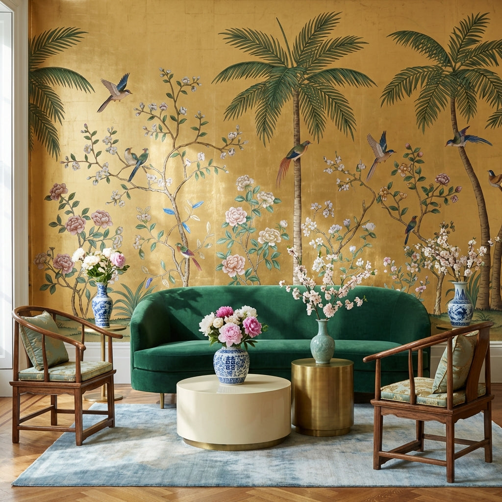 Tropical Birds Wallpaper Chinoiserie Palm Wall Mural