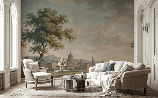 Cityscape Wallpaper Vintage River Removable Wall Decor