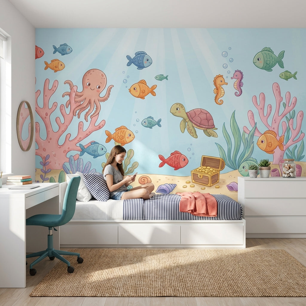 Underwater Wallpaper Sea Creatures Coral Removable Wall Decor