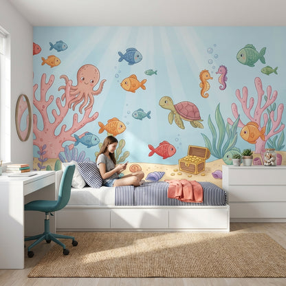 Underwater Wallpaper Sea Creatures Coral Removable Wall Decor