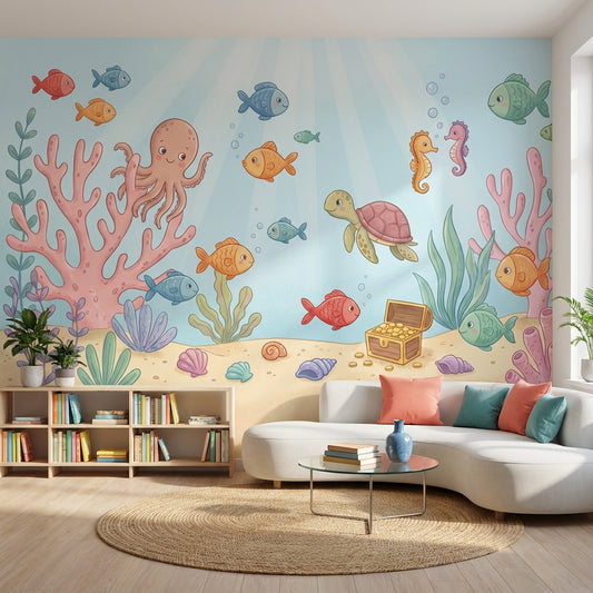 Underwater Wallpaper Sea Creatures Coral Removable Wall Decor