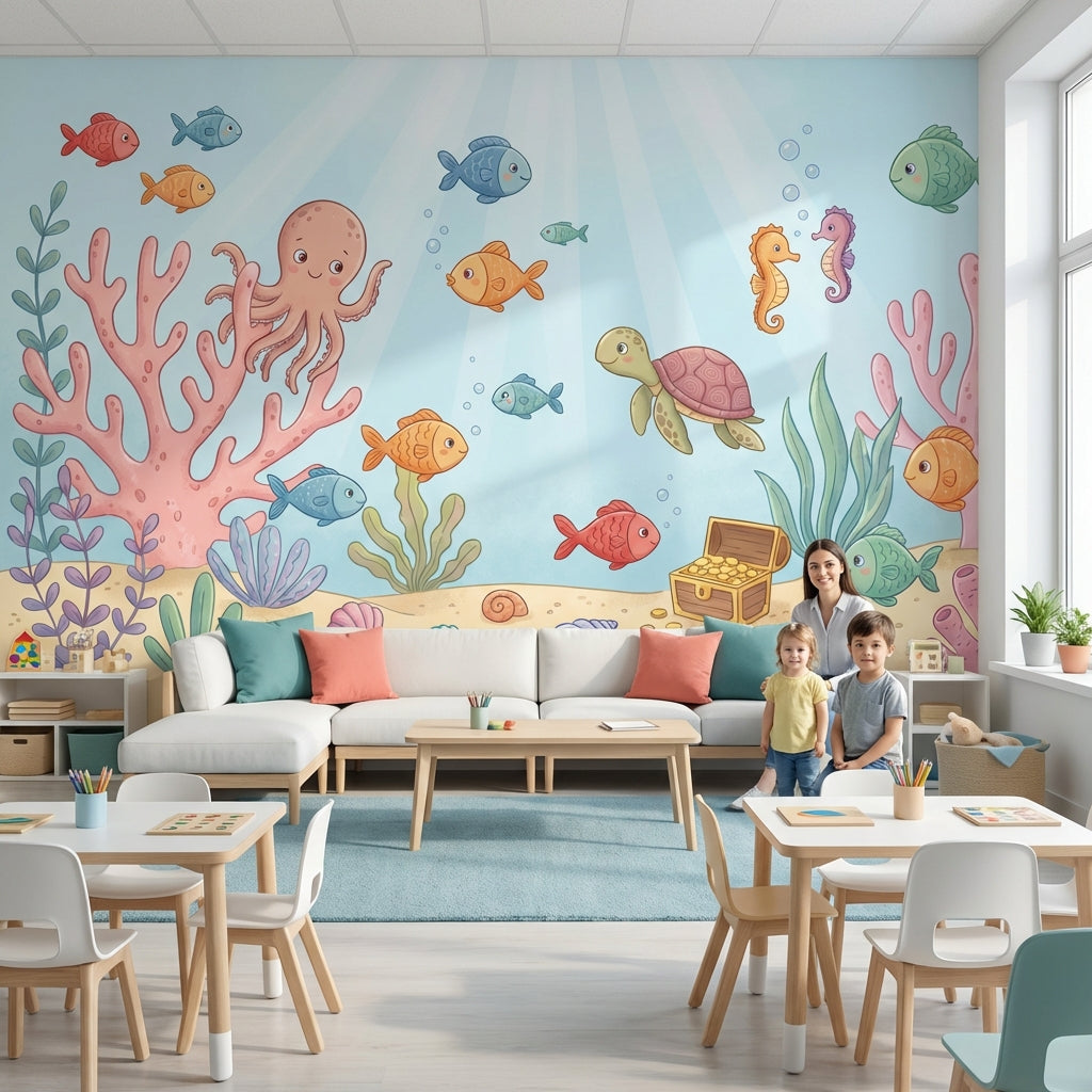 Underwater Wallpaper Sea Creatures Coral Removable Wall Decor
