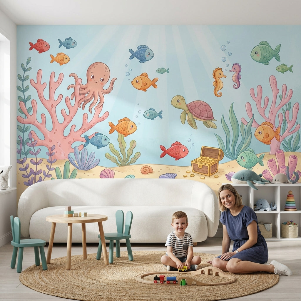 Underwater Wallpaper Sea Creatures Coral Removable Wall Decor
