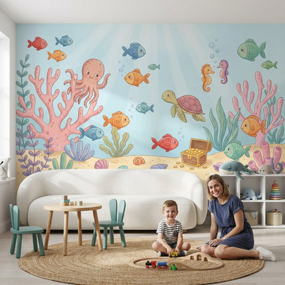 Underwater Wallpaper Sea Creatures Coral Removable Wall Decor