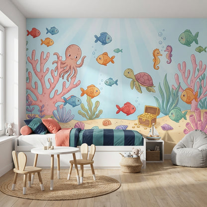 Underwater Wallpaper Sea Creatures Coral Removable Wall Decor