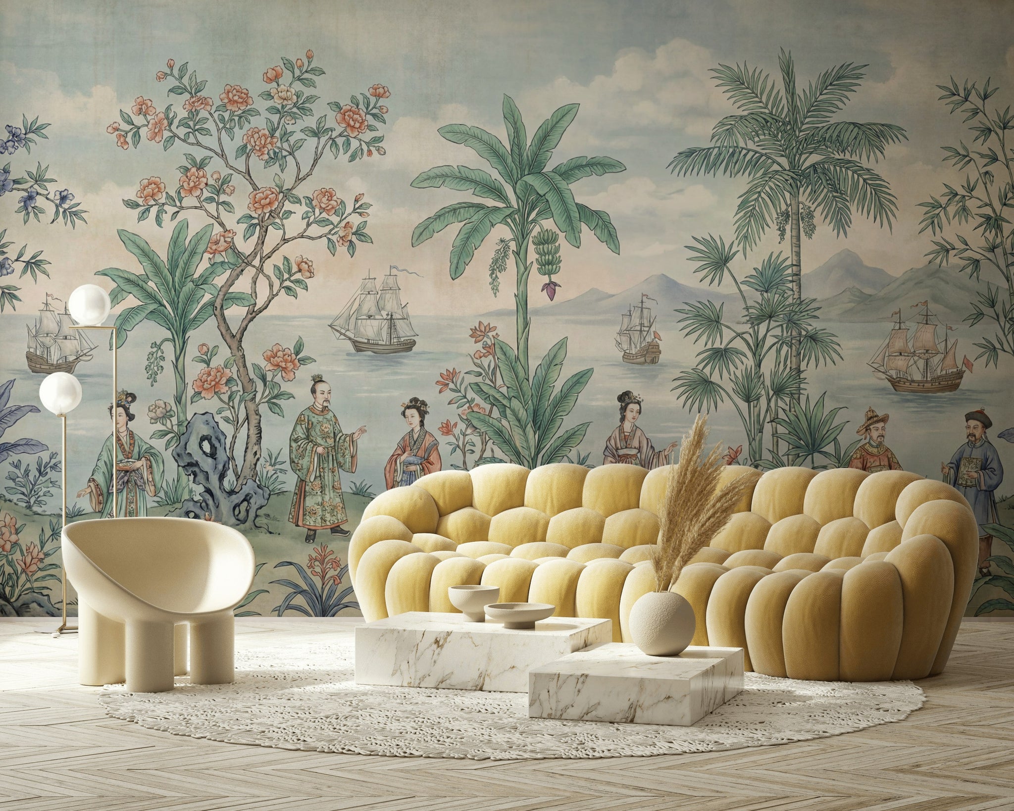 Cloudy Sky Wallpaper Elegant Chinoiserie Wall Mural