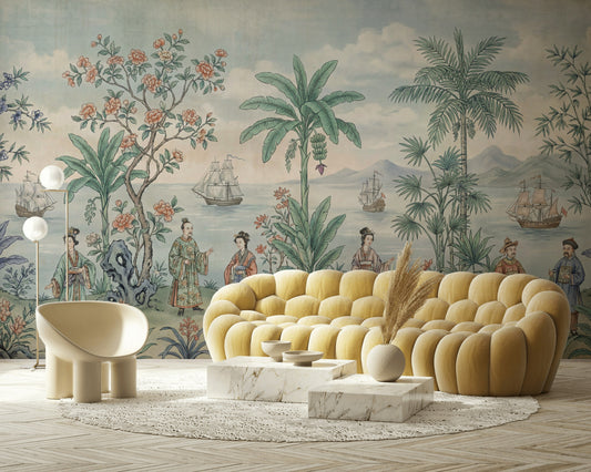 Cloudy Sky Wallpaper Elegant Chinoiserie Wall Mural